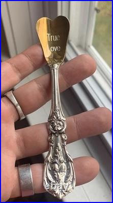 Unique Custom Reed & Barton Sterling Francis 1 True Love Heart Spoon Gold Gilt Unique Custom Reed & Barton Sterling Francis 1 True Love Heart Spoon Gold Gilt