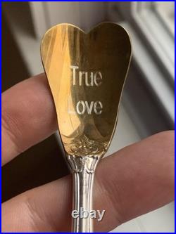 Unique Custom Reed & Barton Sterling Francis 1 True Love Heart Spoon Gold Gilt