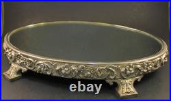 VTG King Francis Reed & Barton Oval Silver Plated Mirrored Plateau Vanity 14x10
