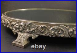 VTG King Francis Reed & Barton Oval Silver Plated Mirrored Plateau Vanity 14x10