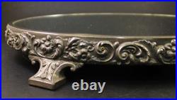 VTG King Francis Reed & Barton Oval Silver Plated Mirrored Plateau Vanity 14x10