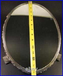 VTG King Francis Reed & Barton Oval Silver Plated Mirrored Plateau Vanity 14x10
