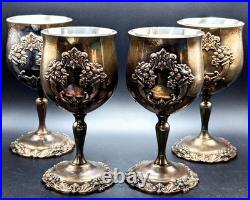 VTG Reed & Barton King Francis 1659 Goblets Set of 4 Silverplate Vintage Patina