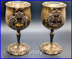 VTG Reed & Barton King Francis 1659 Goblets Set of 4 Silverplate Vintage Patina