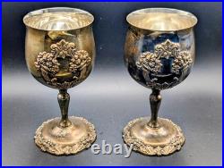 VTG Reed & Barton King Francis 1659 Goblets Set of 4 Silverplate Vintage Patina