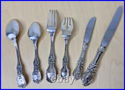Vintage Reed & Barton Francis Sterling Silver Flatware 6pc Setting withCloth Pouch