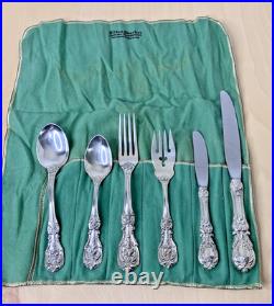 Vintage Reed & Barton Francis Sterling Silver Flatware 6pc Setting withCloth Pouch