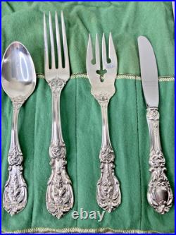Vintage Reed & Barton Francis Sterling Silver Flatware 6pc Setting withCloth Pouch